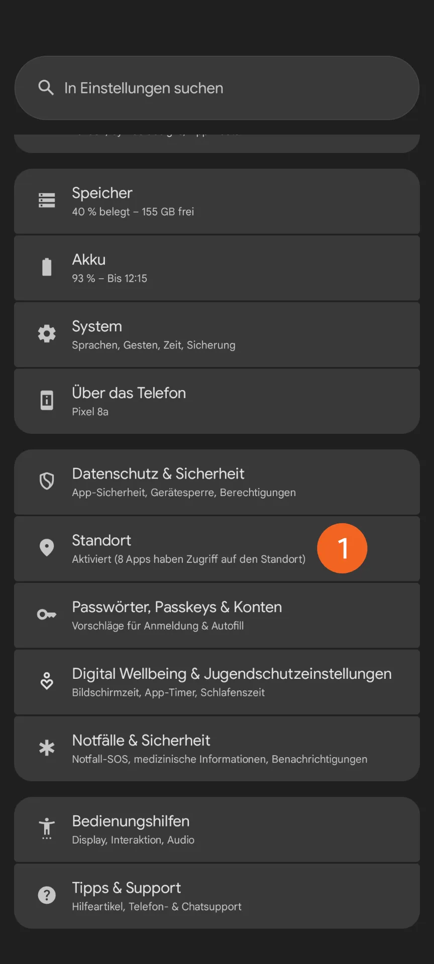 Standort Einstellung Android 1