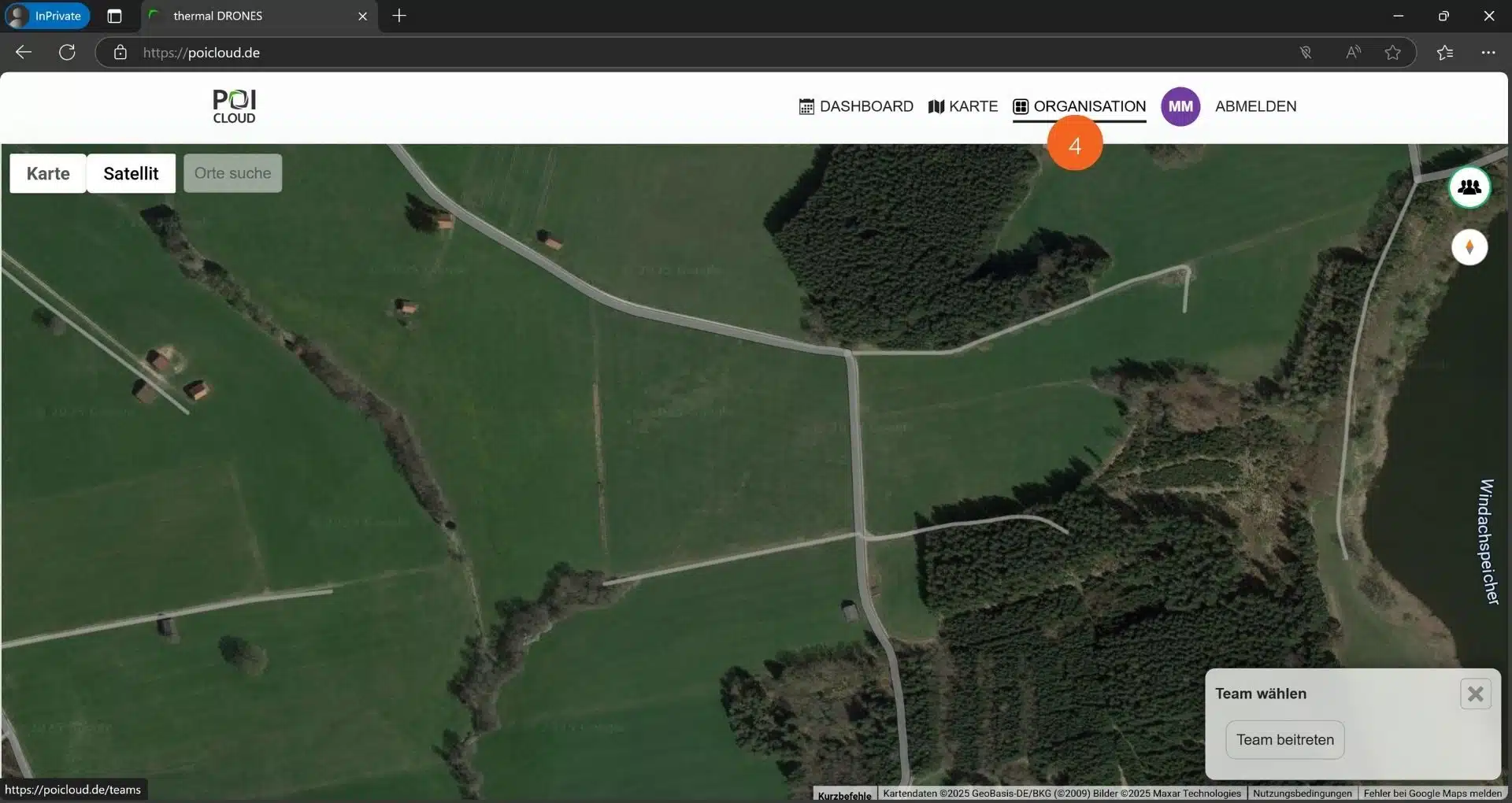 Screenshot POICloud Organisation erstellen