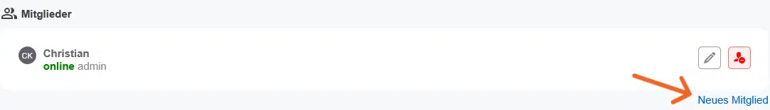 Screenshot POICloud Teamverwaltung - Neues Mitglied hinzufügen