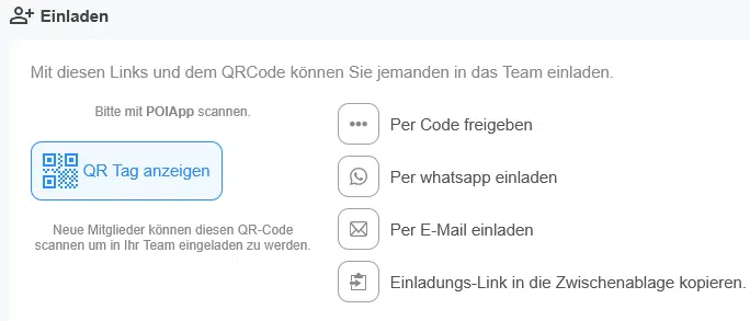 Screenshot POICloud Teamverwaltung - Neues Mitglied hinzufügen
