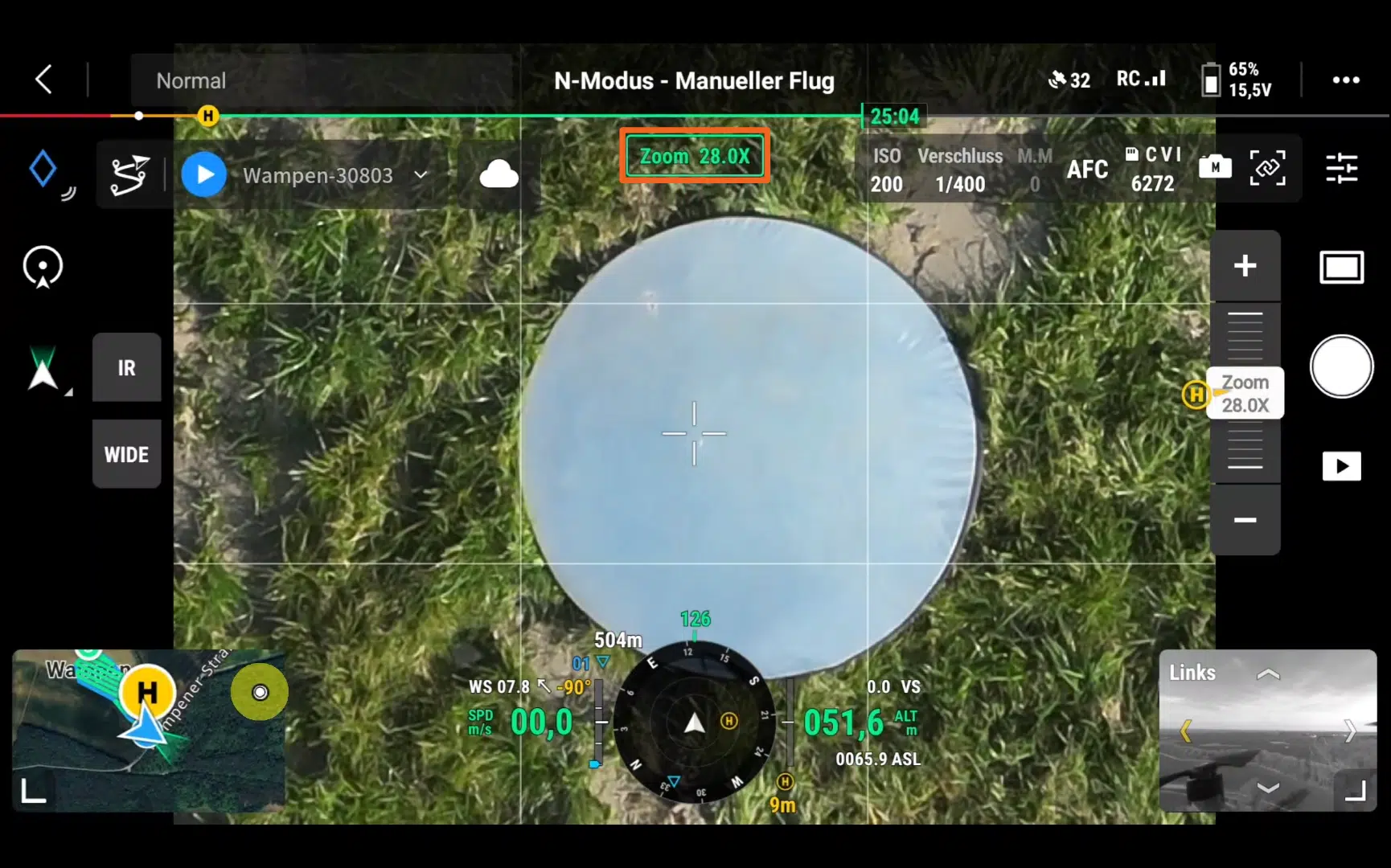 Screenshot DJI Pilot2 App - Flugroute auswählen - POIConnect