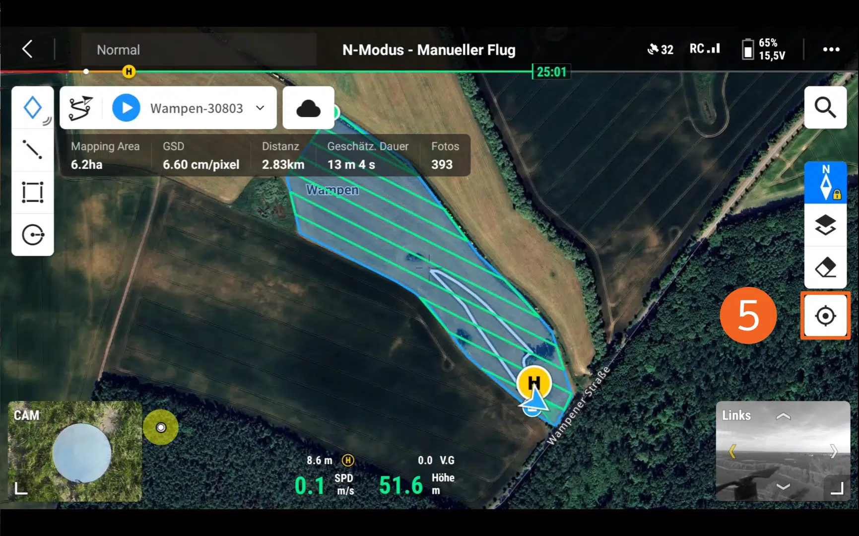 Screenshot DJI Pilot2 App - Kartenansicht - Standort markieren - POIConnect