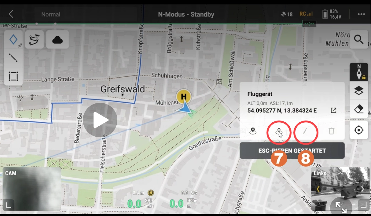 Screenshot DJI Pilot2 App - POI setzen - POIConnect