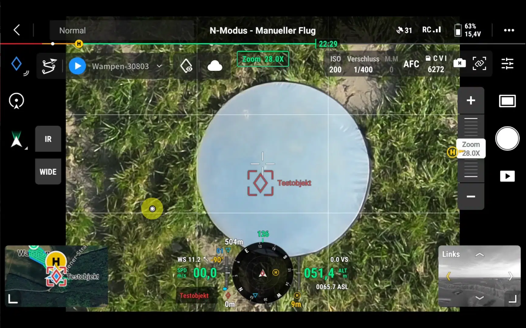 Screenshot DJI Pilot2 App - Flugroute auswählen - POIConnect