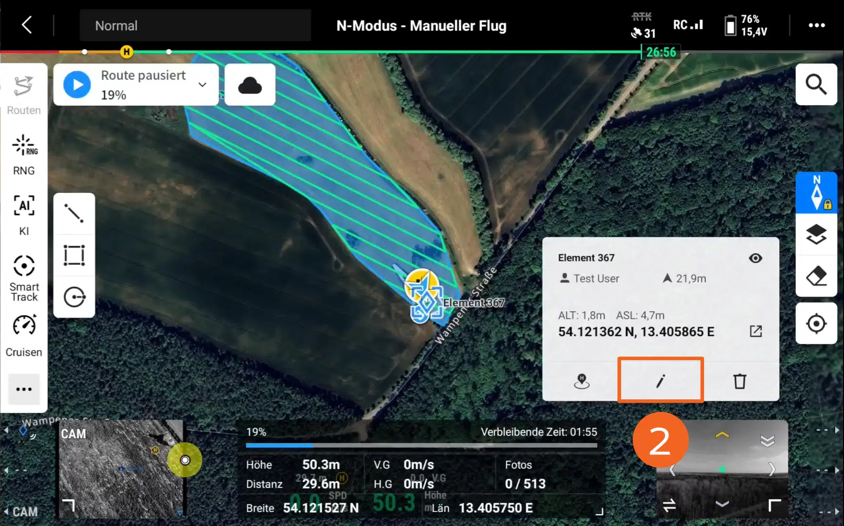 Screenshot DJI Pilot2 App - M4T - POI bearbeiten - POIConnect
