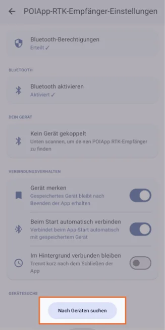 Screenshot - RTK Empfänger in POIApp einrichten - Android - Schritt 3