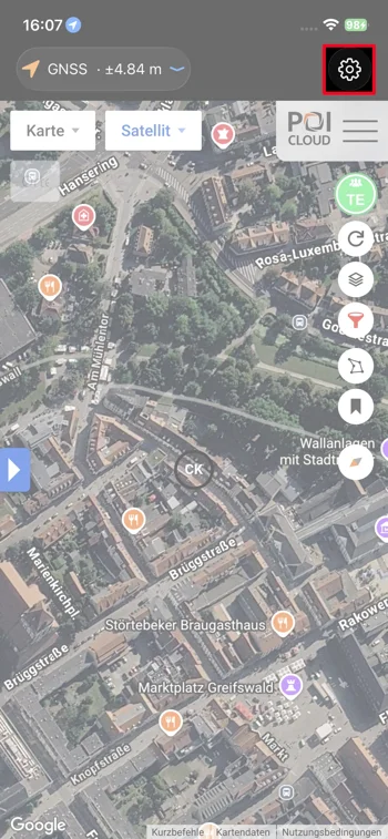 Screenshot - RTK Empfänger in POIApp einrichten - iOS - Schritt 1