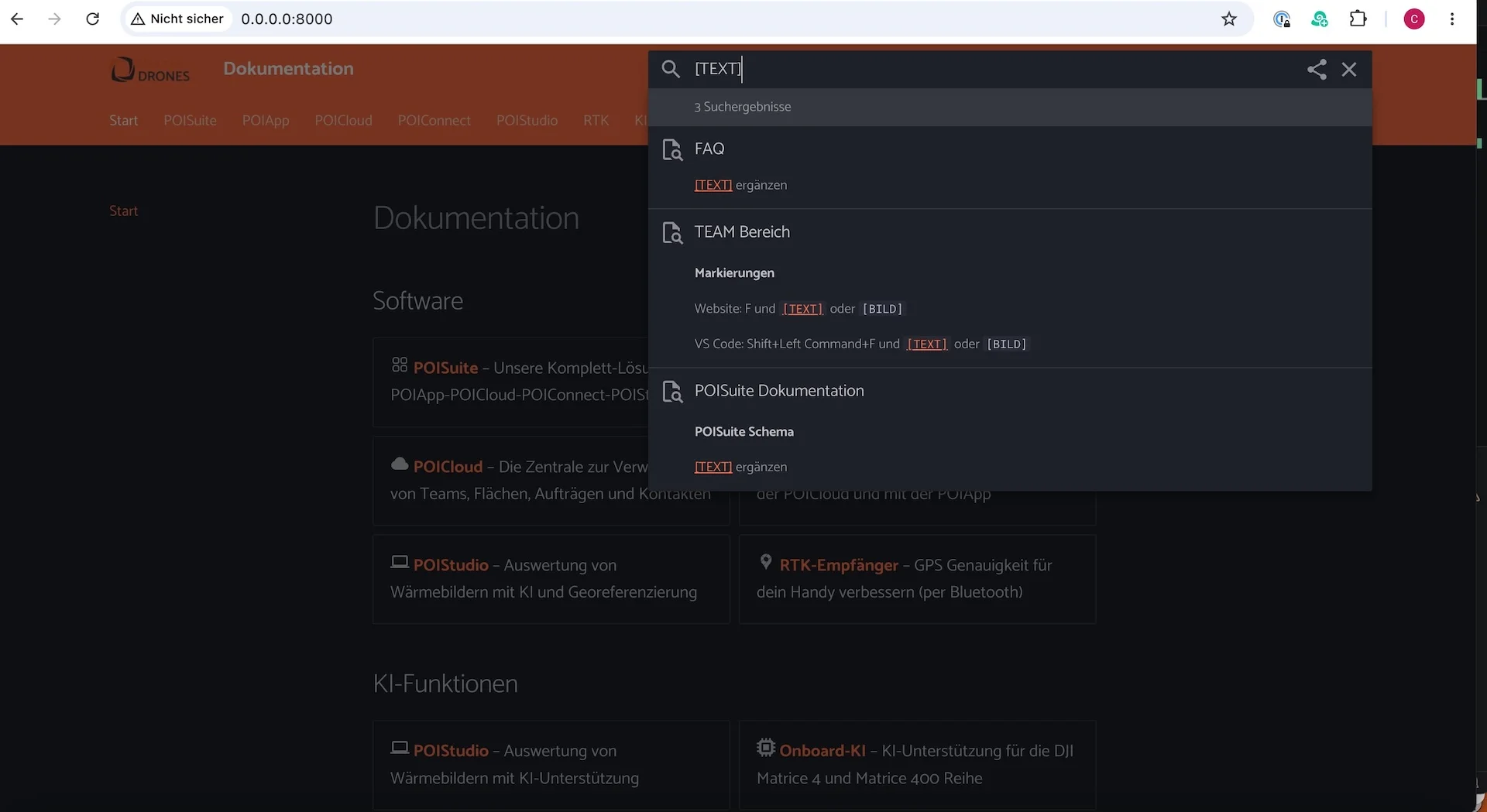 Suche auf der Website
