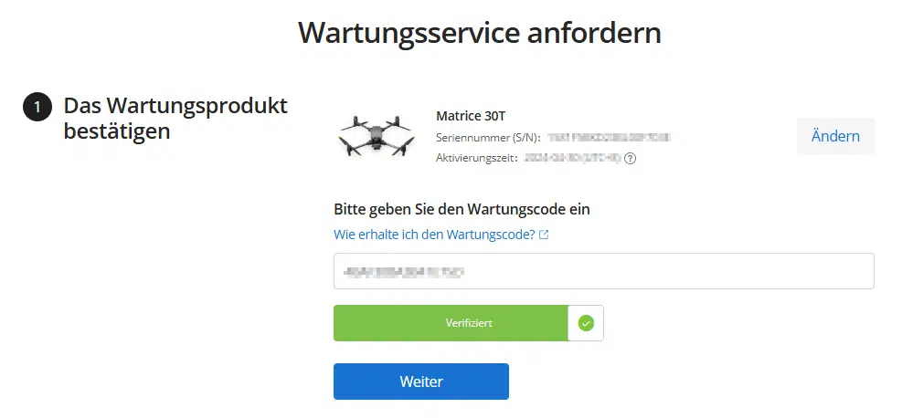 Screenshot DJI Maintenance