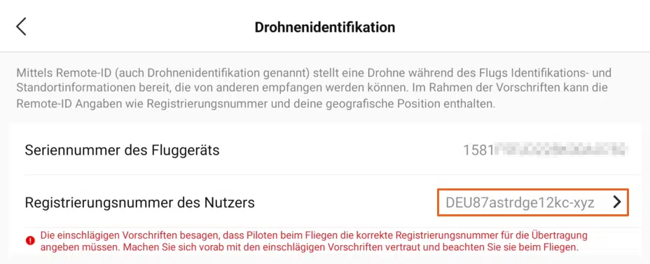 Betreibernummer eintragen