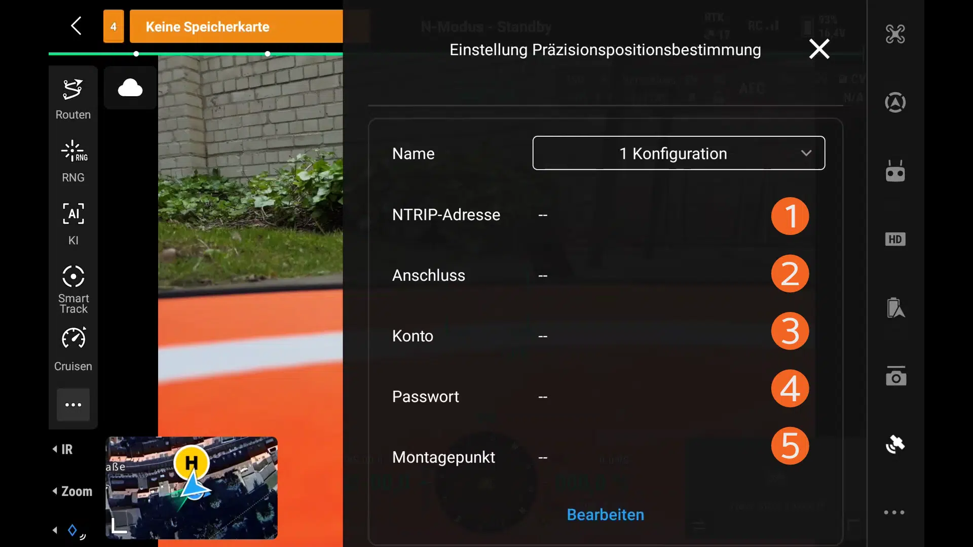 RTK-Daten eintragen
